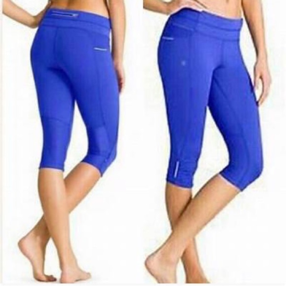 Athleta Dobby Be Free Cropped Workout Leggings 💙 Bright Blue S